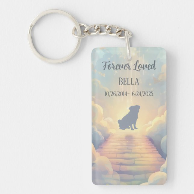 Llavero Custom Pug Memorial Acrylic Keychain with QR (Frente)