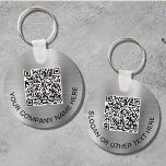 Llavero Custom QR Code Promotional Silver<br><div class="desc">Modern and simple promotional keychain for your business or organization with a brushed silver faux metallic background. Input your website's URL address to create a scannable QR code and add two lines of custom text,  such as your company name,  slogan,  thank you,  etc.</div>
