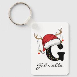 Llavero Custom Santa Monogram Keychain Gift for Friends