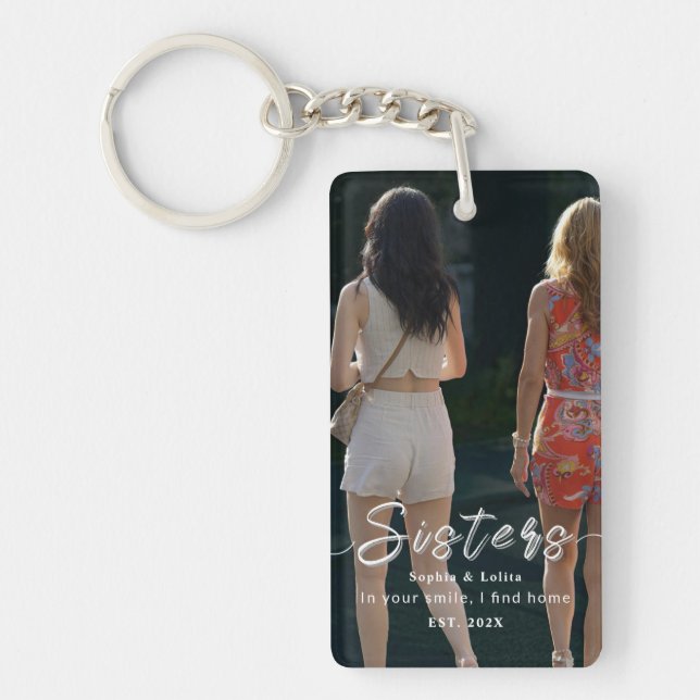 Llavero Custom Sisters Photo Keychain – Gift for Her (Frente)