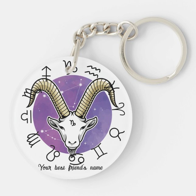 Llavero Custom Taurus & Capricorn Zodiac Keychain (Atrás)