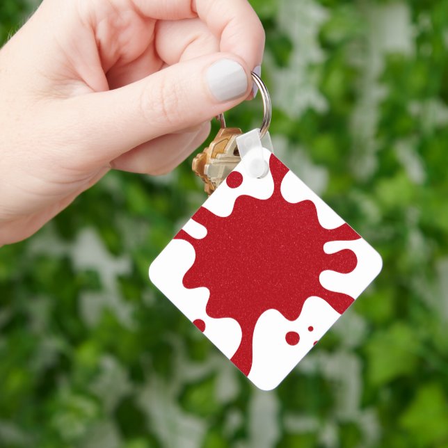 Llavero Custom White & Tomato Red Paint Splatter Keychain (Mano)