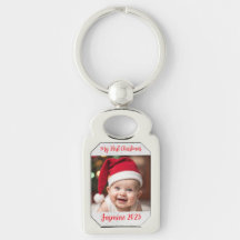 Customisable Rectangle Metal Baby First Christmas