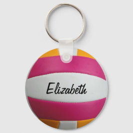 Llavero Customizable Pink and Orange Volleyball Keychain