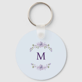 Llavero Customized Monogram Lavender Floral Minimal