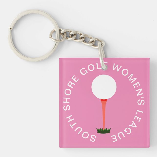 Llavero Customized Pink Acrylic Keychain Golf Members Gift (Frente)