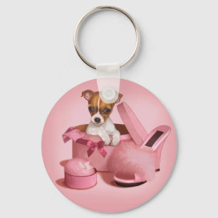 Llavero Cuta cachorra chihuahua en Hatbox