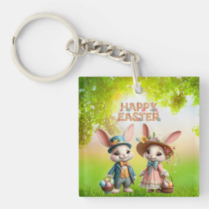 Llavero Cuta, caprichosa Pascua feliz con 2 conejos