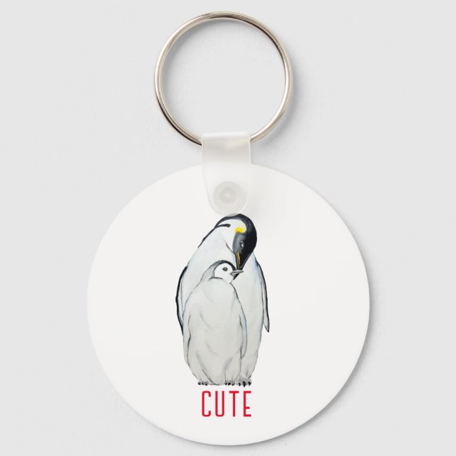Llavero Cuta familia de los pingüinos emperadores T-Shirt (Anverso)