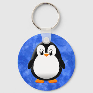 Llavero Cuta pingüino Personalizado azul acuarela
