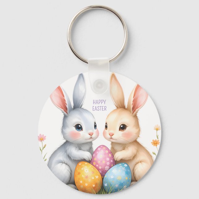 Llavero Cute acuarela Abundantes de Pascua Felices Pascuas (Anverso)