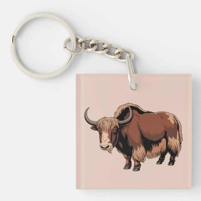 Llavero Cute & adorable brown Yak  (Frente)