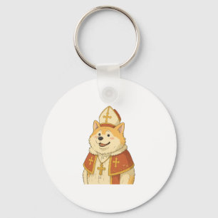 Llavero Cute Akita Pope - Gracioso diseño de perro