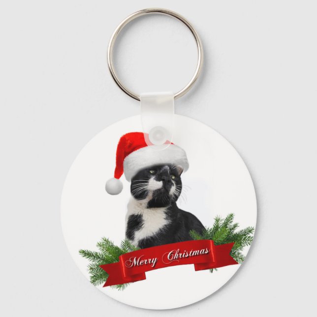 Llavero Cute alegre navidad kitty Keychain (Anverso)
