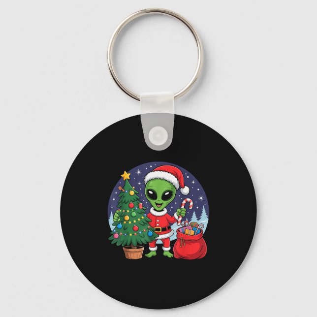 Llavero Cute Alien Christmas Tree Lights Xmas Holidays Win (Anverso)