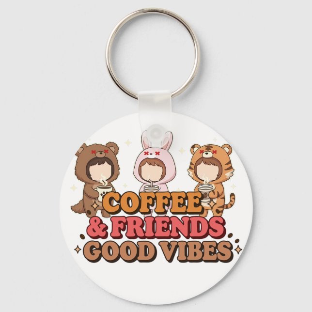 Llavero Cute Animal Friends Coffee Lovers (Anverso)