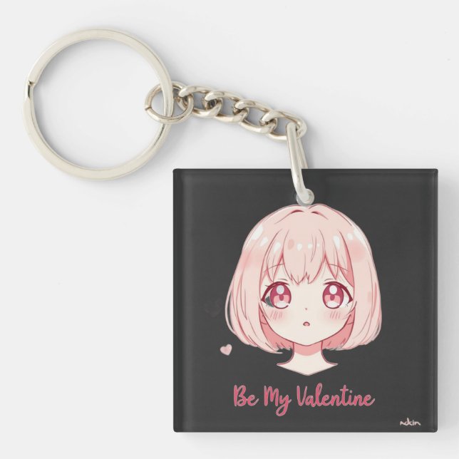 Llavero Cute Anime Girl - Be My Valentine T-Shirt (Frente)