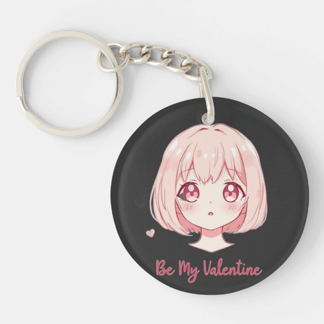 Llavero Cute Anime Girl - Be My Valentine T-Shirt (Frente)
