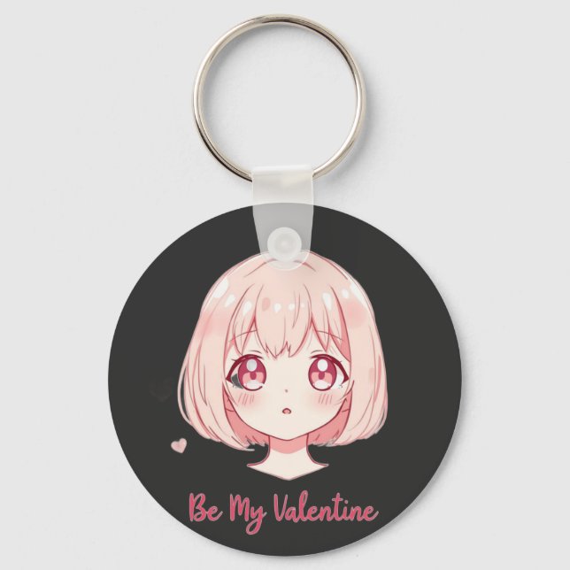 Llavero Cute Anime Girl - Be My Valentine T-Shirt (Anverso)
