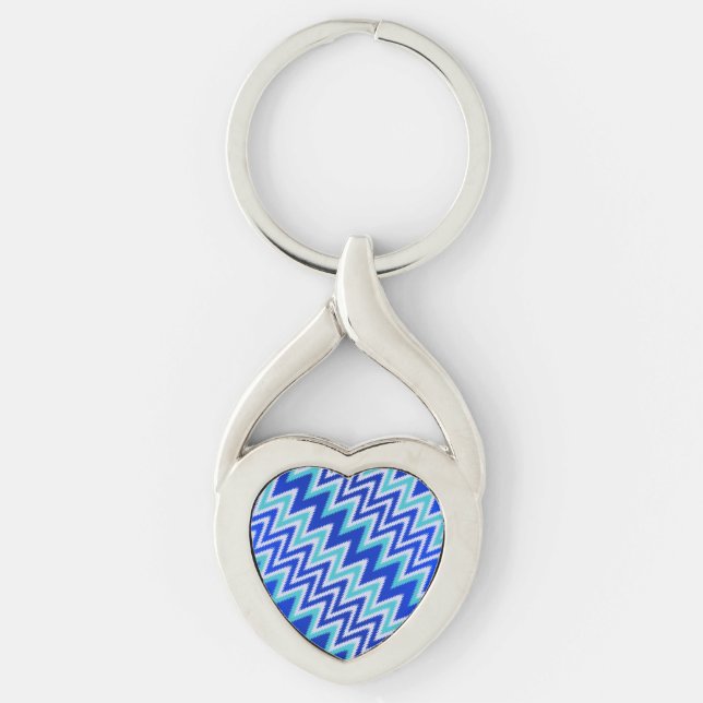 Llavero Cute aqua azul zigzag stripes iPhone estuche de ca (Anverso)