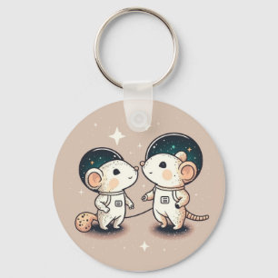 Llavero Cute Astronauta Pareja de Ratón