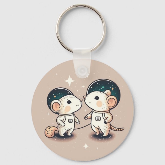 Llavero Cute Astronauta Pareja de Ratón (Anverso)