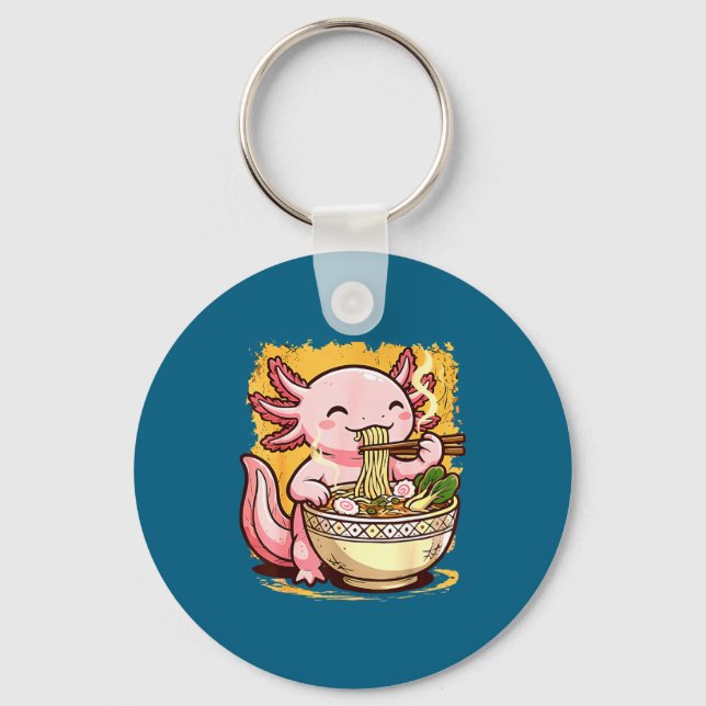 Llavero Cute Axolotl Eats Ramen Noodles Axolotls Ramen  (Anverso)