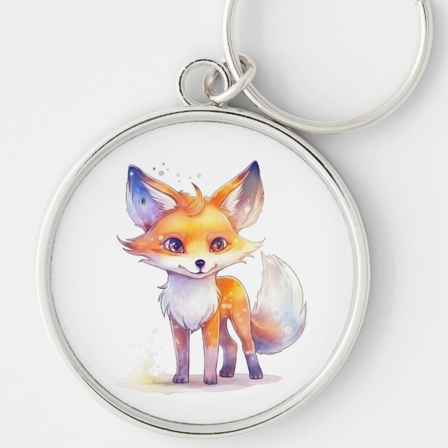 Llavero Cute Baby Fox Round Keychain (Frente)
