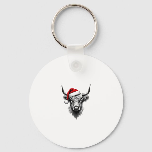 Llavero Cute Baby Highland Cow Christmas Santa Gifts Xmas  (Anverso)