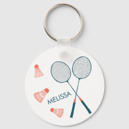 Llavero Cute Badminton Birdie Racquet PERSONALIZADO Retro