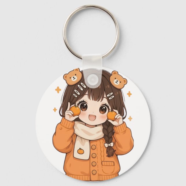 Llavero Cute bear girl keychain kawaii anime accessory (Anverso)