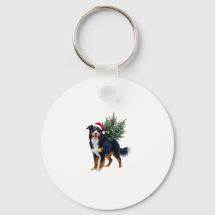 Llavero Cute Bernese Mountain Dog en un árbol de Navidad p
