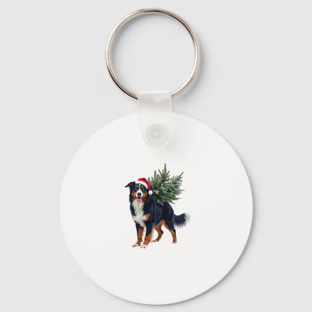 Llavero Cute Bernese Mountain Dog in a Christmas Tree for  (Anverso)