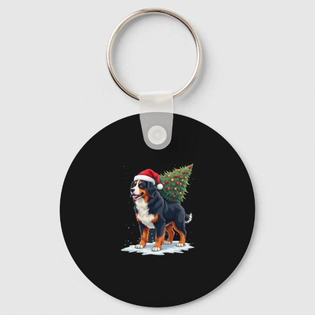Llavero Cute Bernese Mountain Dog in a Christmas Tree for  (Anverso)
