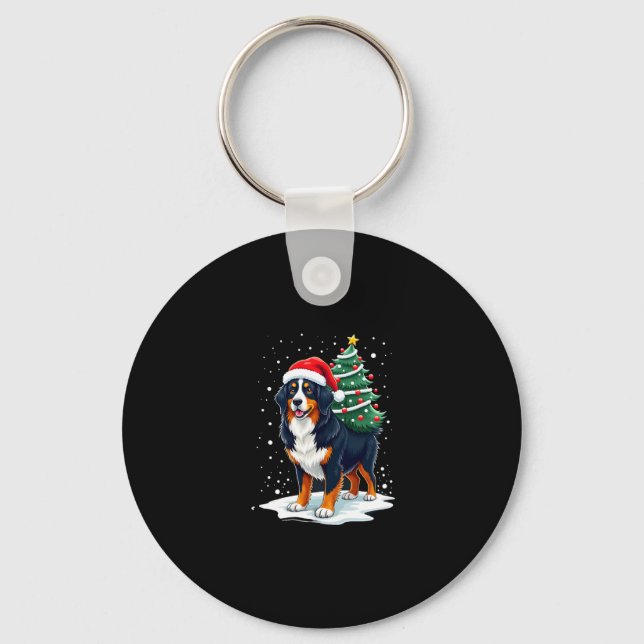 Llavero Cute Bernese Mountain Dog in a Christmas Tree for  (Anverso)