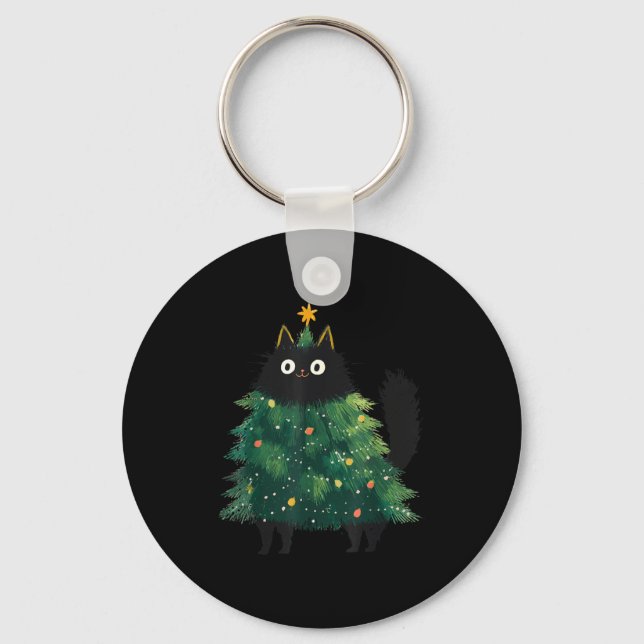 Llavero Cute Black Cat Christmas Tree Funny Kitten Lover X (Anverso)