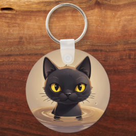 Llavero Cute Black Cat Swimming Decorative Art
