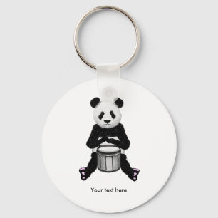Llavero Cute BLack y panda blanco Drummer