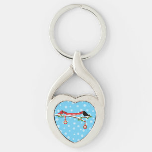 Llavero Cute Blackbird Y Cardenal En Sucursal - MERRY XMAS