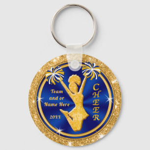 Llavero Cute Blue and Gold Cheer Team Gifts, PERSONALIZED