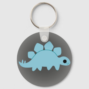Llavero Cute Blue Stegosaurus on Grey