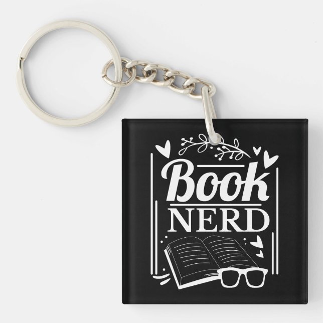 Llavero Cute Book Nerd Bookaholic Monograma (Frente)