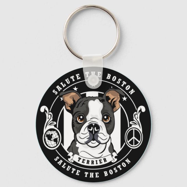 Llavero Cute Boston Terrier Keychain (Anverso)