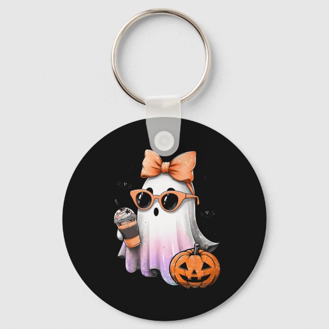 Llavero Cute Bougie Ghost Café Calabaza Spooky Hal de temp (Anverso)