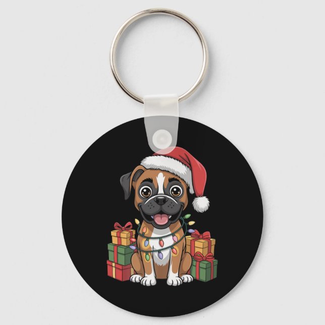 Llavero Cute Boxer Christmas Xmas Design Funny Dog Lover H (Anverso)
