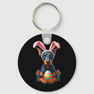 Llavero Cute Bunny Doberman Pinscher Dog Easter Hug Eggs E
