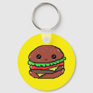 Llavero Cute Burger Kawaii 8 bits píxel amarillo