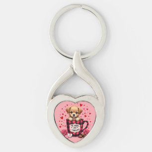 Llavero Cute cachorro San Valentín búfalo tocado estético
