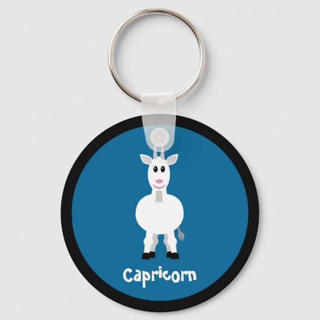 Llavero Cute Capricornio Rótulo Zodiac Personalizado Azul (Anverso)