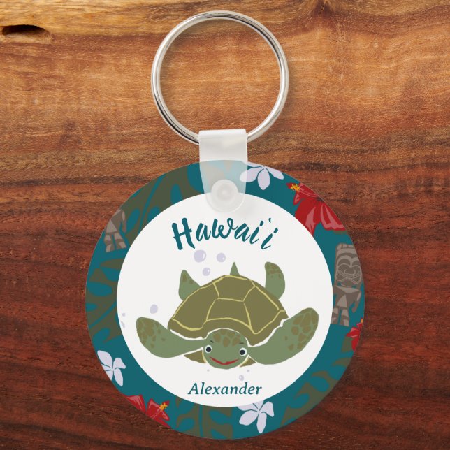 Llavero Cute Cartoon Hawaii Sea Turtle Tropical  (Anverso)